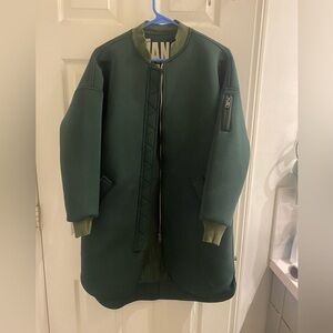 Alexander Wang Forest Green Neoprene Trench Coat